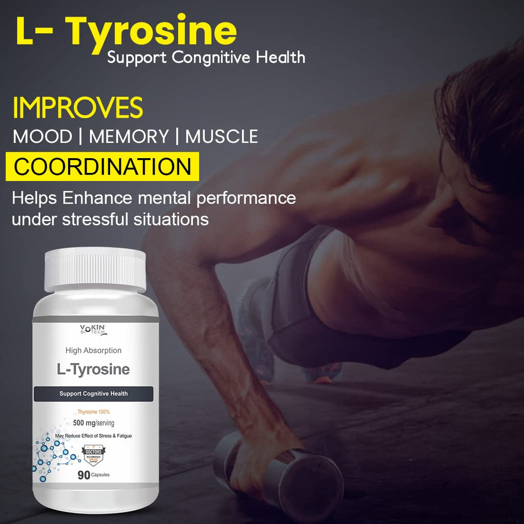 Vokin Biotech L-Tyrosine 500mg- Support Cognitive Health May Reduce Effect Of Stress & fatigue- | Grocsy