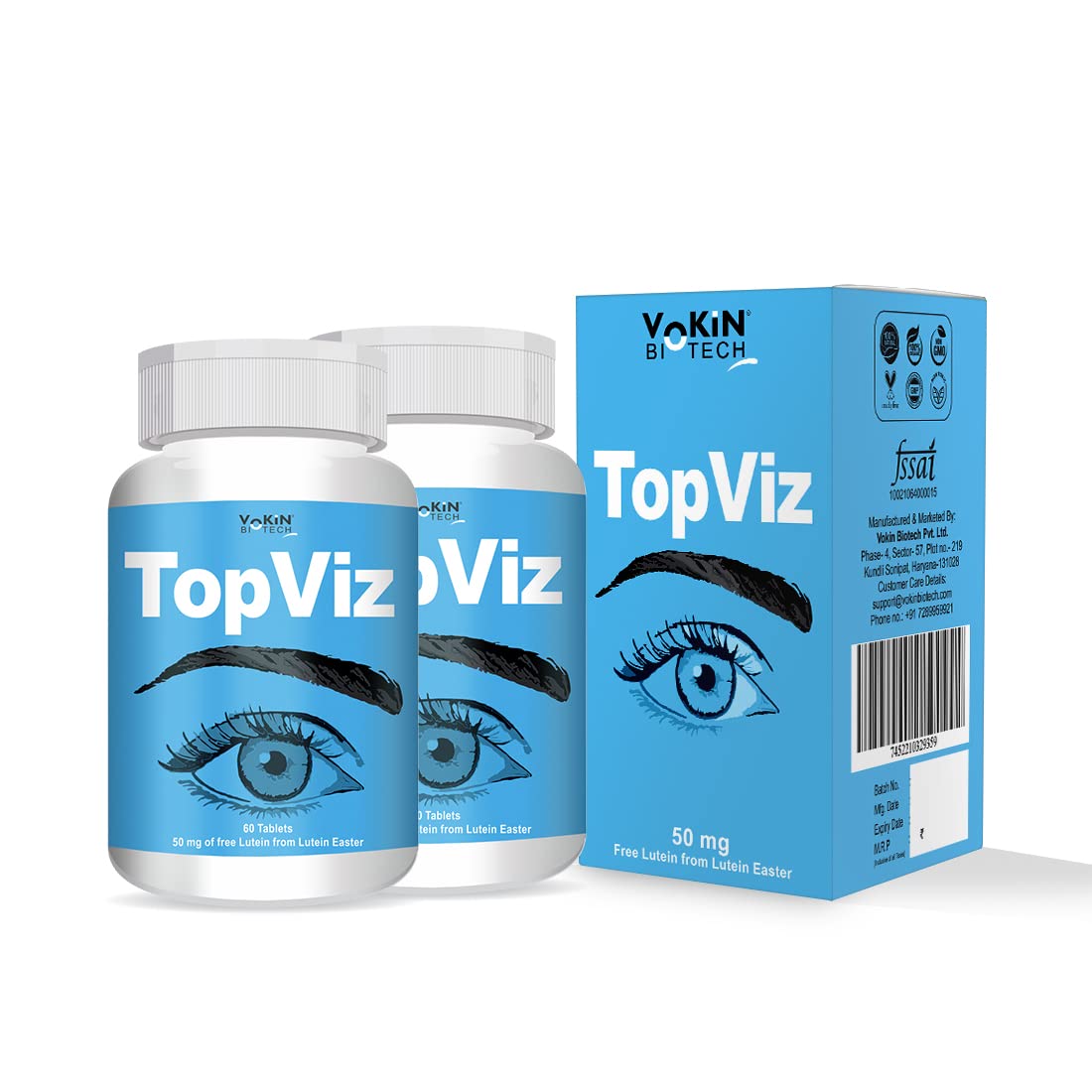 Vokin Biotech Topviz Eye Care Supplement To Improve Vision, Blue Light & Digital Guard (Lutein, Zeaxanthin) | Grocsy