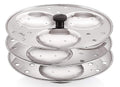 Dynore Stainless Steel Idli Stand Idli Maker 3 x 3 Plates (9 Idli), 9 liter, Silver | Grocsy