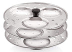 Dynore Stainless Steel Idli Stand Idli Maker 3 x 3 Plates (9 Idli), 9 liter, Silver | Grocsy