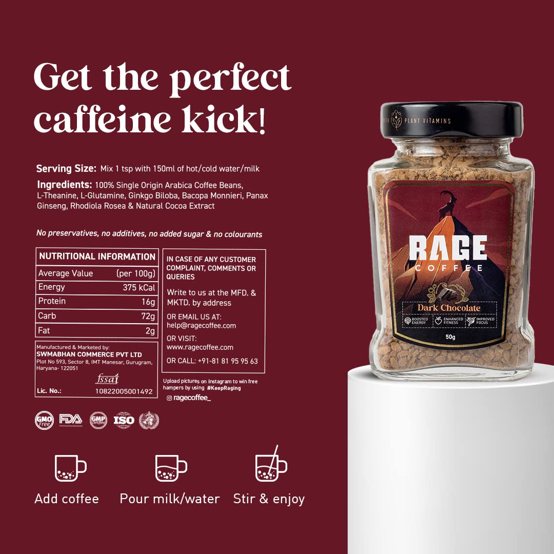 Rage Coffee Dark Chocolate Instant Coffee | Grocsy