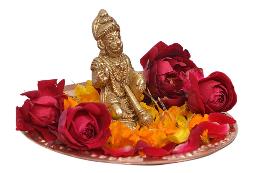 Kannssky Brass Hanuman Statue for Home Religious Decorative Idol | Grocsy