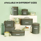 Borosil Glory Green Stainless Steel Lunch Box with Bag | Grocsy