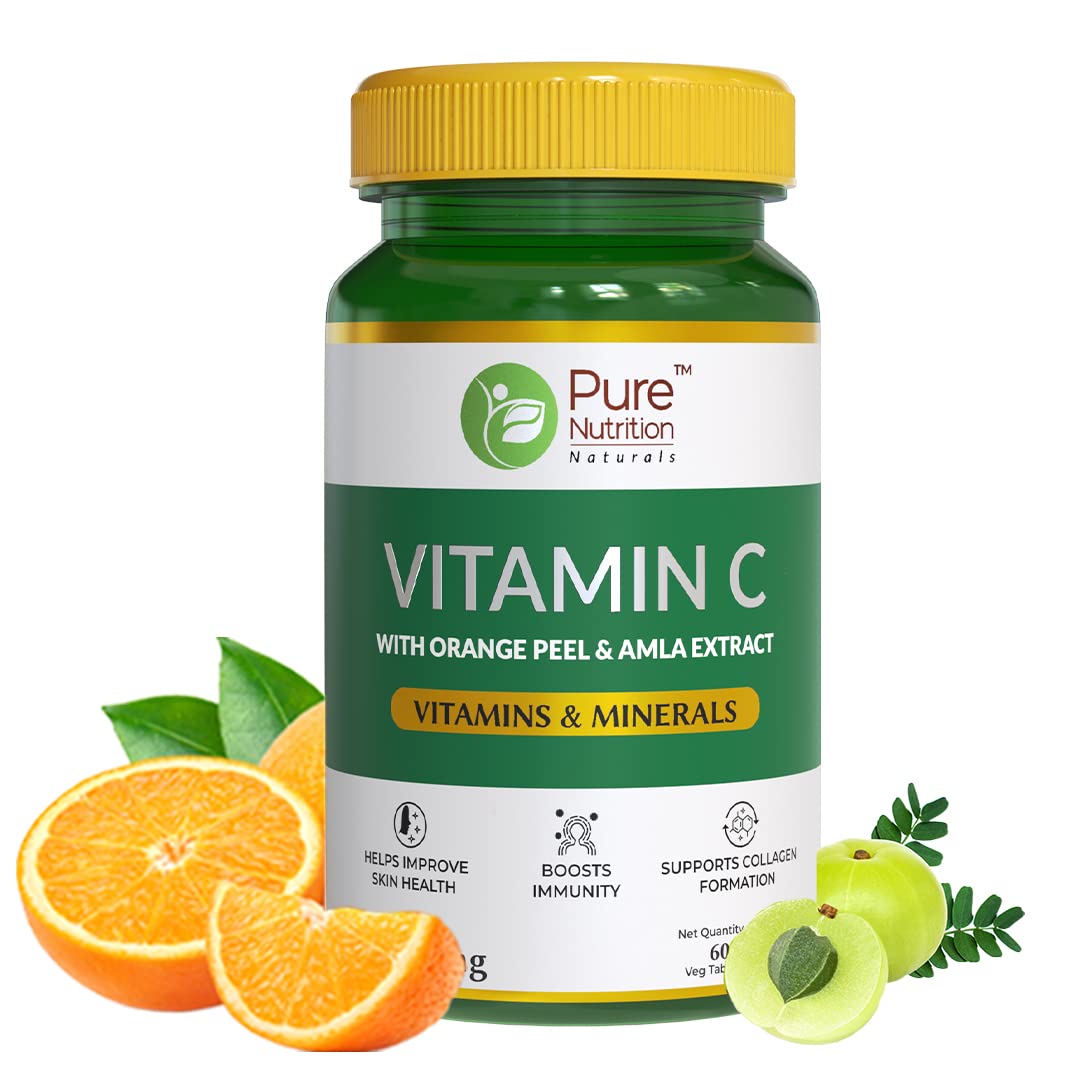 Pure Nutrition Vitamin C with Orange Peel & Amla Extract Veg Tablets | Grocsy