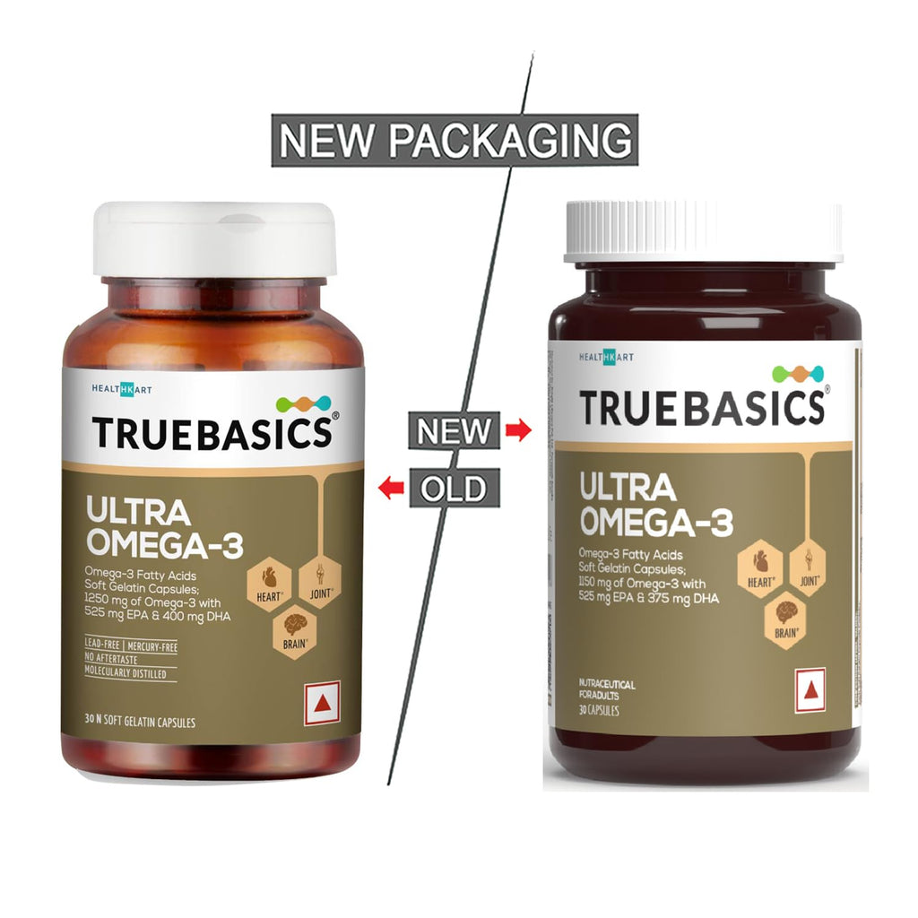 TrueBasics Ultra Omega 3 Fish Oil Capsules for Women & Men | Grocsy