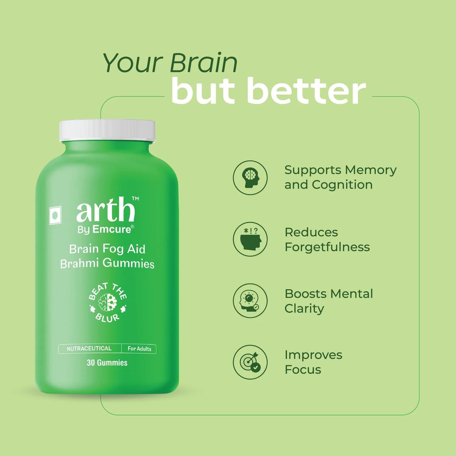 Arth Brain Fog Aid Brahmi Gummies | Grocsy