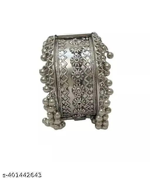 Tehzeeb Creations Women's Oxidised Afghani Style Bangle (Kadha) With Ghungroo | Grocsy