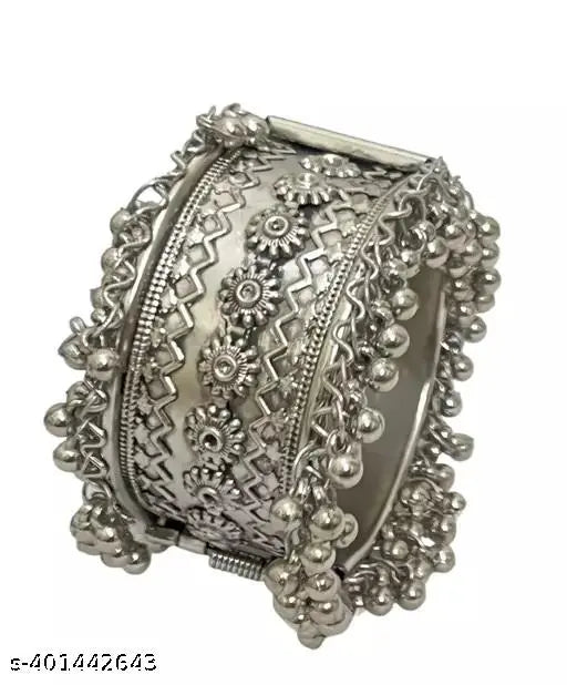 Tehzeeb Creations Women's Oxidised Afghani Style Bangle (Kadha) With Ghungroo | Grocsy