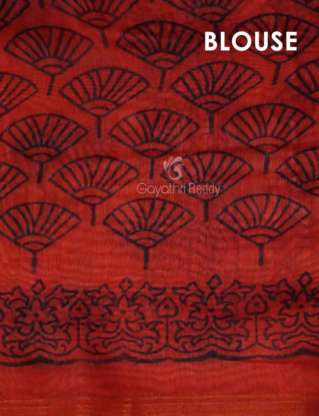 Yellow And Red Colour Block Print Semi Chanderi Saree By Gayathri Reddy Designer Studio | Grocsy