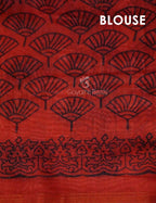 Yellow And Red Colour Block Print Semi Chanderi Saree By Gayathri Reddy Designer Studio | Grocsy