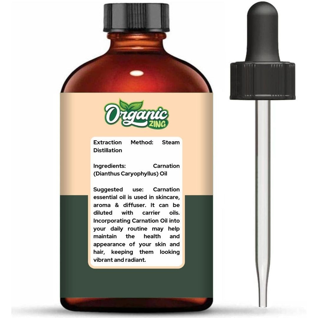 Organic Zing Carnation (Dianthus Caryophyllus) Oil | Pure & Natural Essential Oil for Skincare, Aroma & Diffuser | Grocsy