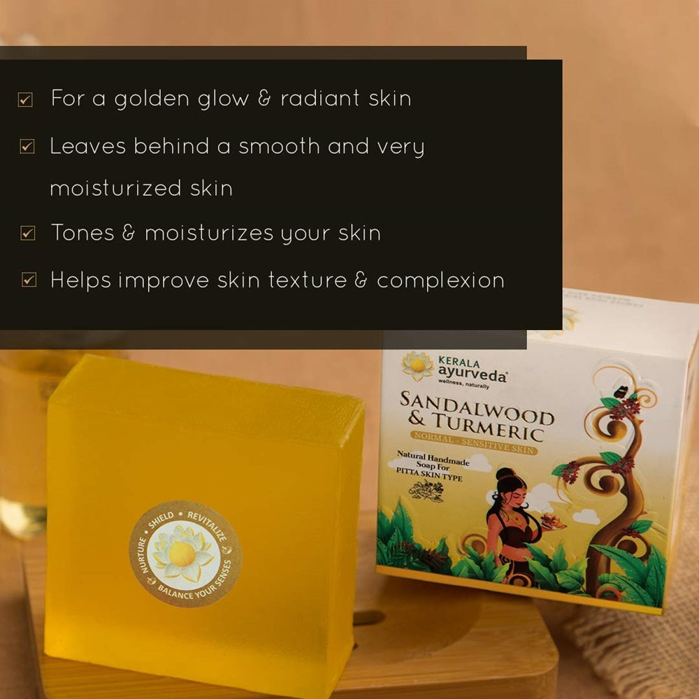 Kerala Ayurveda Natural Handmade Sandalwood & Turmeric Soap | Grocsy