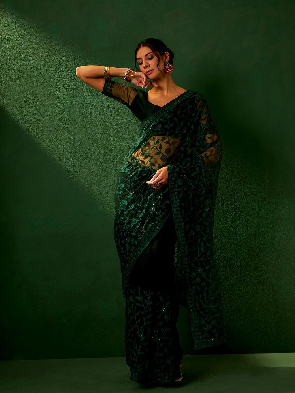 Sangria Embroidered Saree | Grocsy