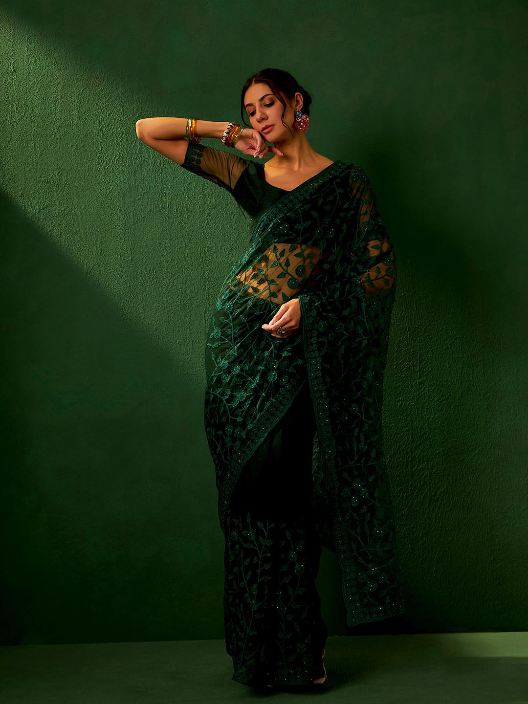 Sangria Embroidered Saree | Grocsy