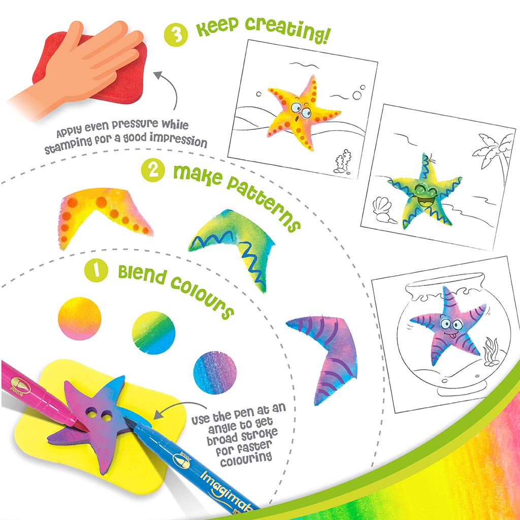 Imagimake Stamp Art Animal Kingdom | Crafts for Kids Ages 3-5 | Stamps with Easy Blending Pens | Arts and Crafts for Kids Ages 3-5 | Gifts for Toddlers | Gifts for Girls & Boys 3, 4, 5 Years | Grocsy