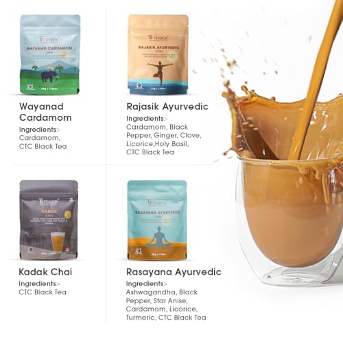 Teabox Premium Authentic Indian Spiced Chai Tea Trial Pack, 10 Exotic Varieties of Chai, 30G Each, 100% Real Ingredients. No Artificial Flavors | Crafted in Small Batches | Grocsy