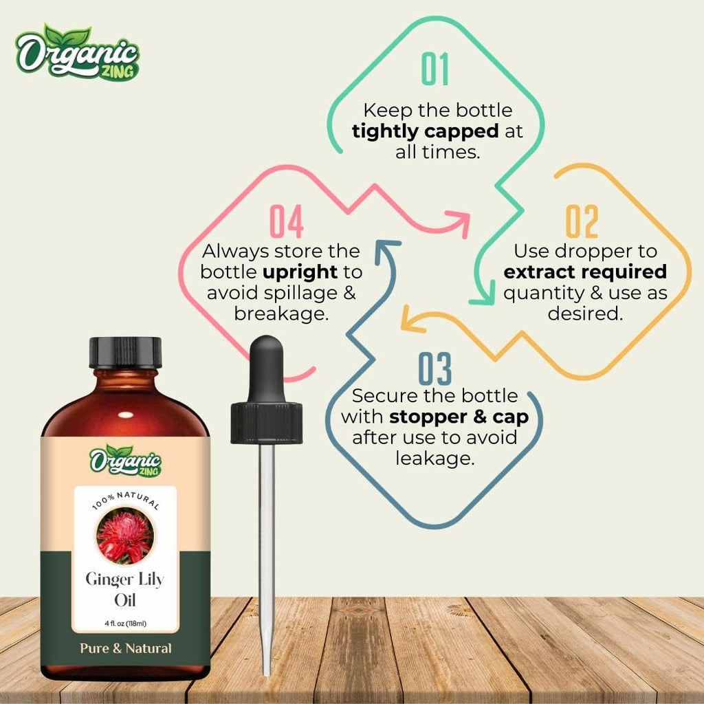 Organic Zing Ginger Lily (Hedychium coronarium) Oil | Pure & Natural Essential Oil for Skincare, Hair Care, Aroma and Diffusers | Grocsy