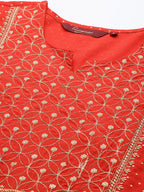 Sangria Women Ethnic Motifs Embroidered Sequinned Kurta with Sharara With Dupatta | Grocsy
