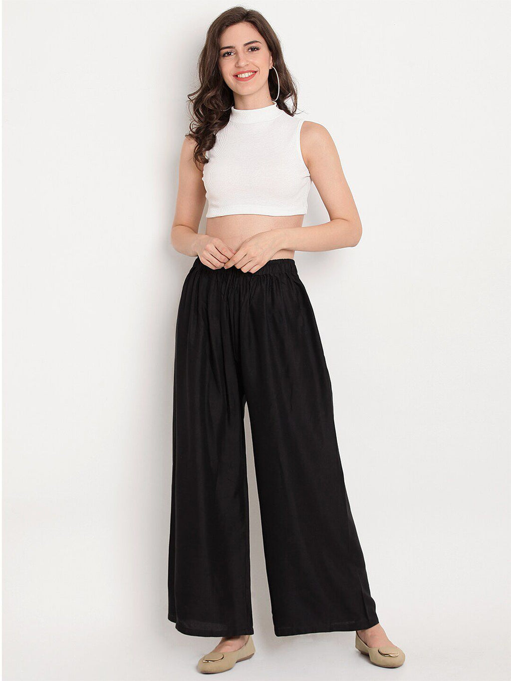 TAG 7 Women Black & Maroon Set of 2 Flared Ethnic Palazzos | Grocsy