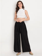 TAG 7 Women Black & Maroon Set of 2 Flared Ethnic Palazzos | Grocsy