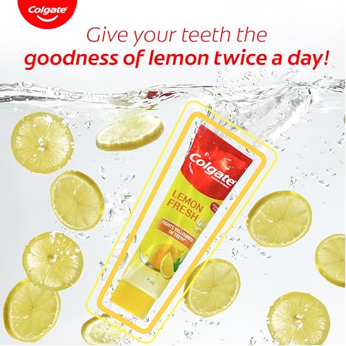 Colgate Lemon Fresh Gel Toothpaste, Fights Yellowness of Teeth, Freshens Breath 120gm/4.3 Oz (240g (120g x 2)) | Grocsy