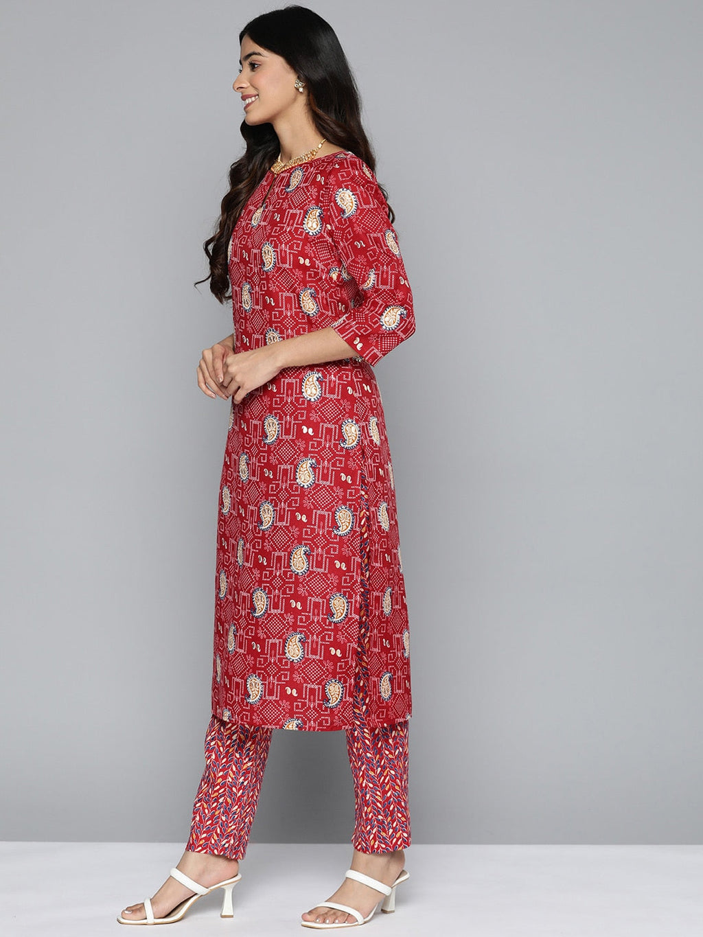 HERE&NOW Floral Printed Regular Kurta with Palazzos | Grocsy