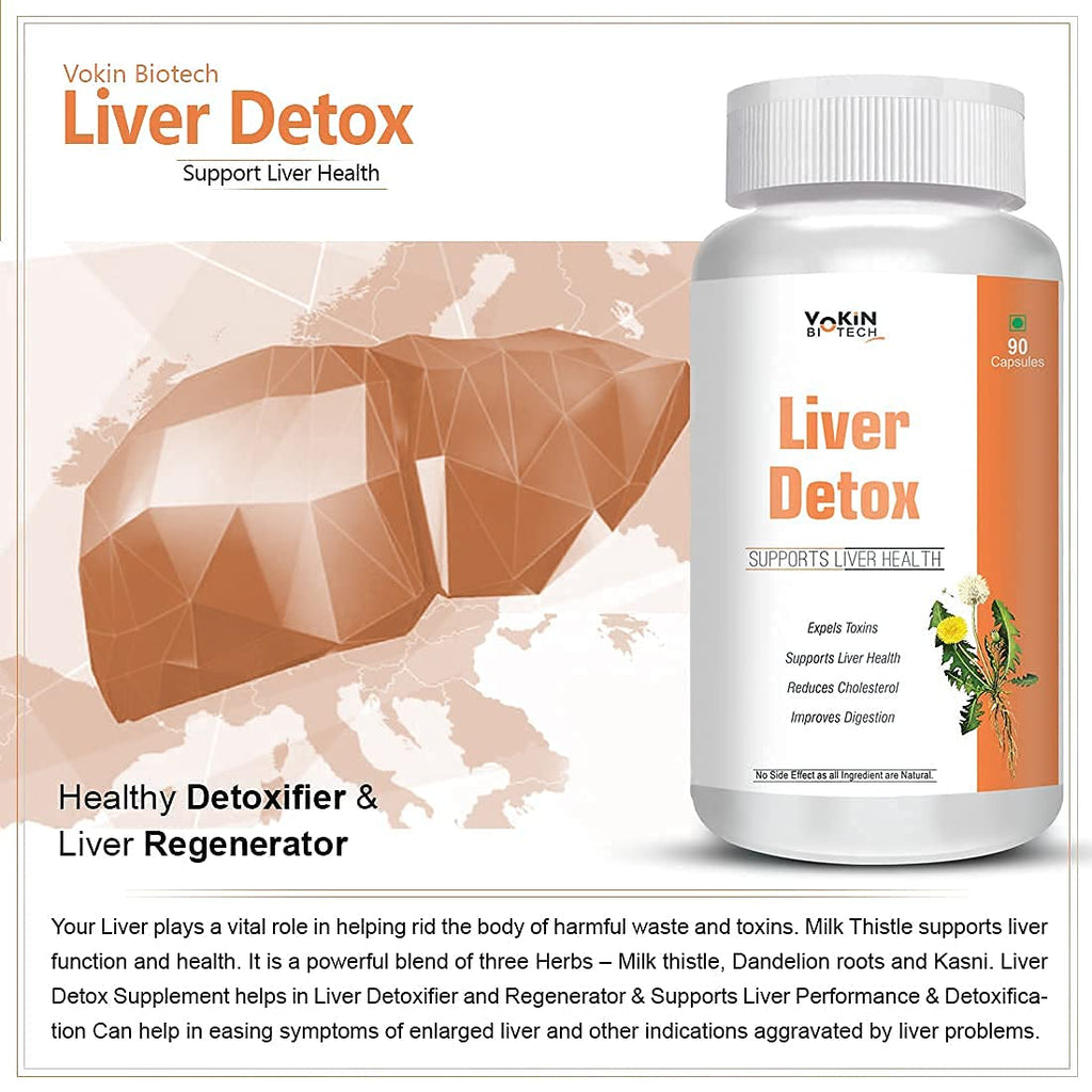 Vokin Biotech Liver Detox For Healthy Liver | Helps in Cleanse Liver, Natural Protection Against Fatty Liver Supplement For Men And Women | Grocsy