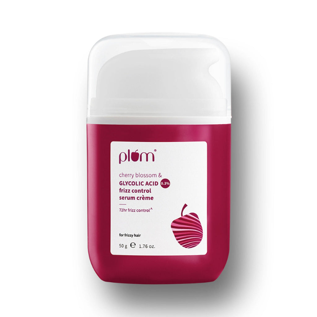 Plum 0.3% Glycolic Acid & Cherry Blossom Frizz Control Hair Serum Creme | Grocsy
