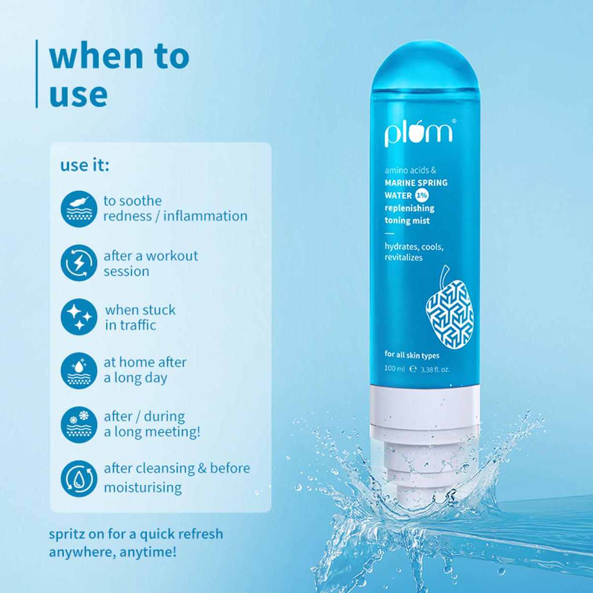 Plum 1% Marine Spring Water Replenishing Toning Mist | Grocsy