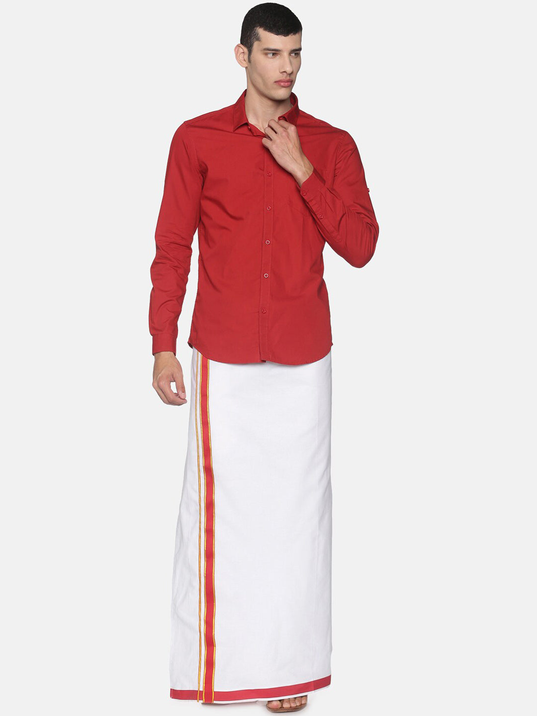 Sethukrishna Men White Solid Cotton Readymade Dhoti | Grocsy