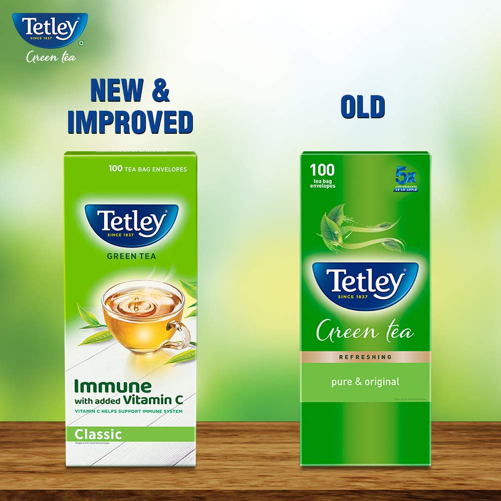 Tetley Green Tea Regular (100 Tea Bags) | Grocsy