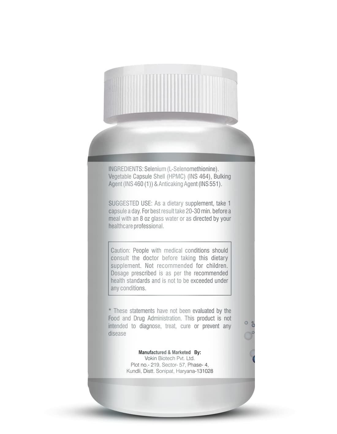 Vokin Biotech Selenium Capsules 40mcg - Superior Absorption - 90 Vegetarian Capsules | Grocsy
