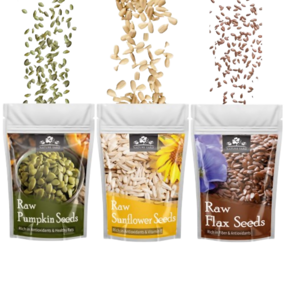 Nature Yard Organic & Healthy Jumbo Pumpkin/Jumbo Sunflower/Flax Seeds | Grocsy