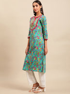 Sangria Women Floral Printed Gotta Patti Floral Kurta | Grocsy