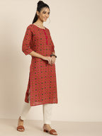 Sangria Women Pink & Green Pure Cotton Bandhani Printed Kurta | Grocsy