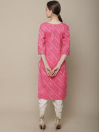Sangria Women Pink Leheriya Striped Kurta | Grocsy