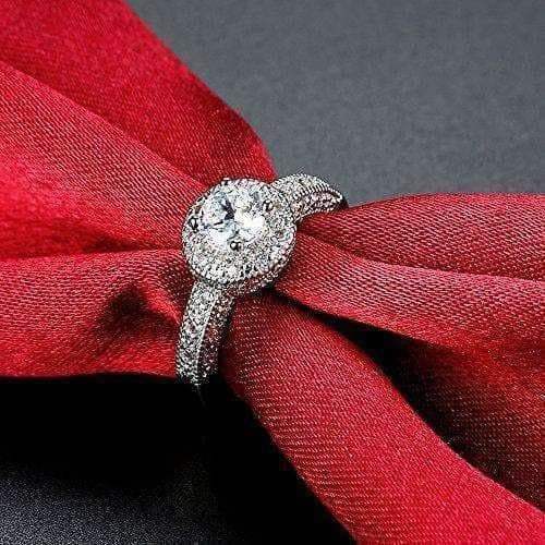Crystal Royal Queen Sterling Silver Plated Ring | Grocsy