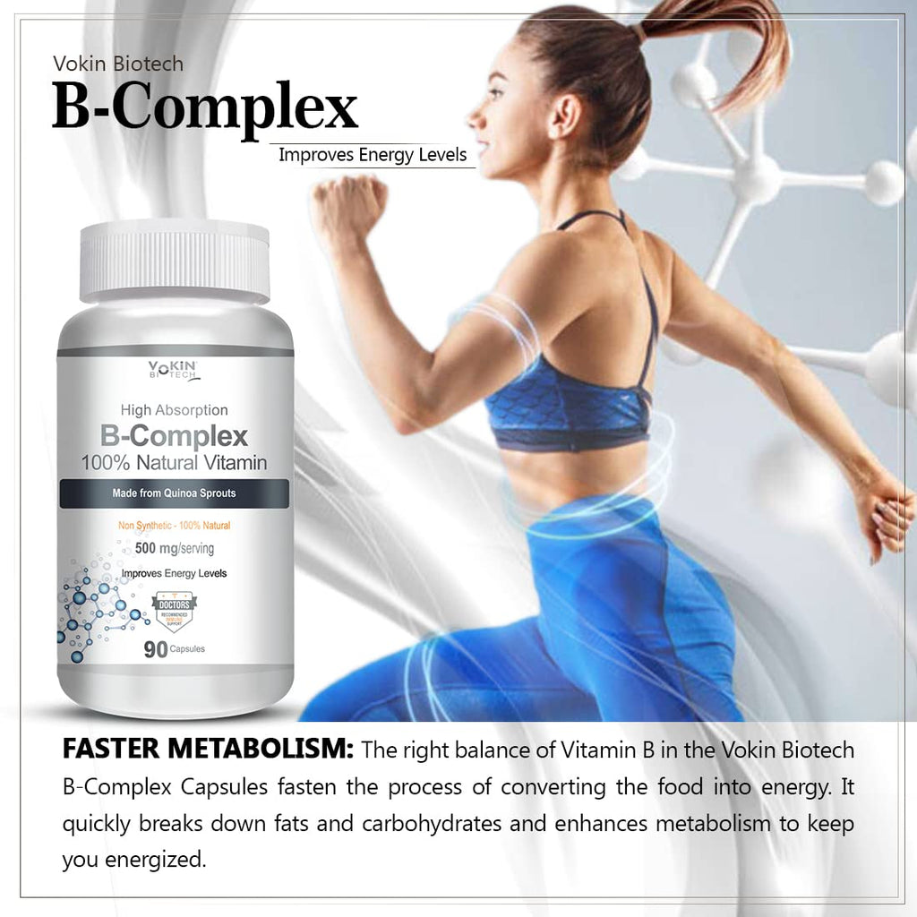 Vokin Biotech 100% Natural Vitamin B-Complex Capsules | Grocsy