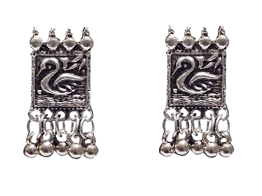 Silver-Plated Alloy Oxidised Silver Geometric Necklace - The Pari | Grocsy