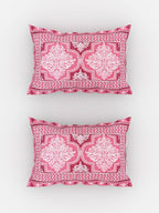 Urban Magic Pink Printed Cotton 104 TC King Bedsheet with 2 Pillow Covers | Grocsy