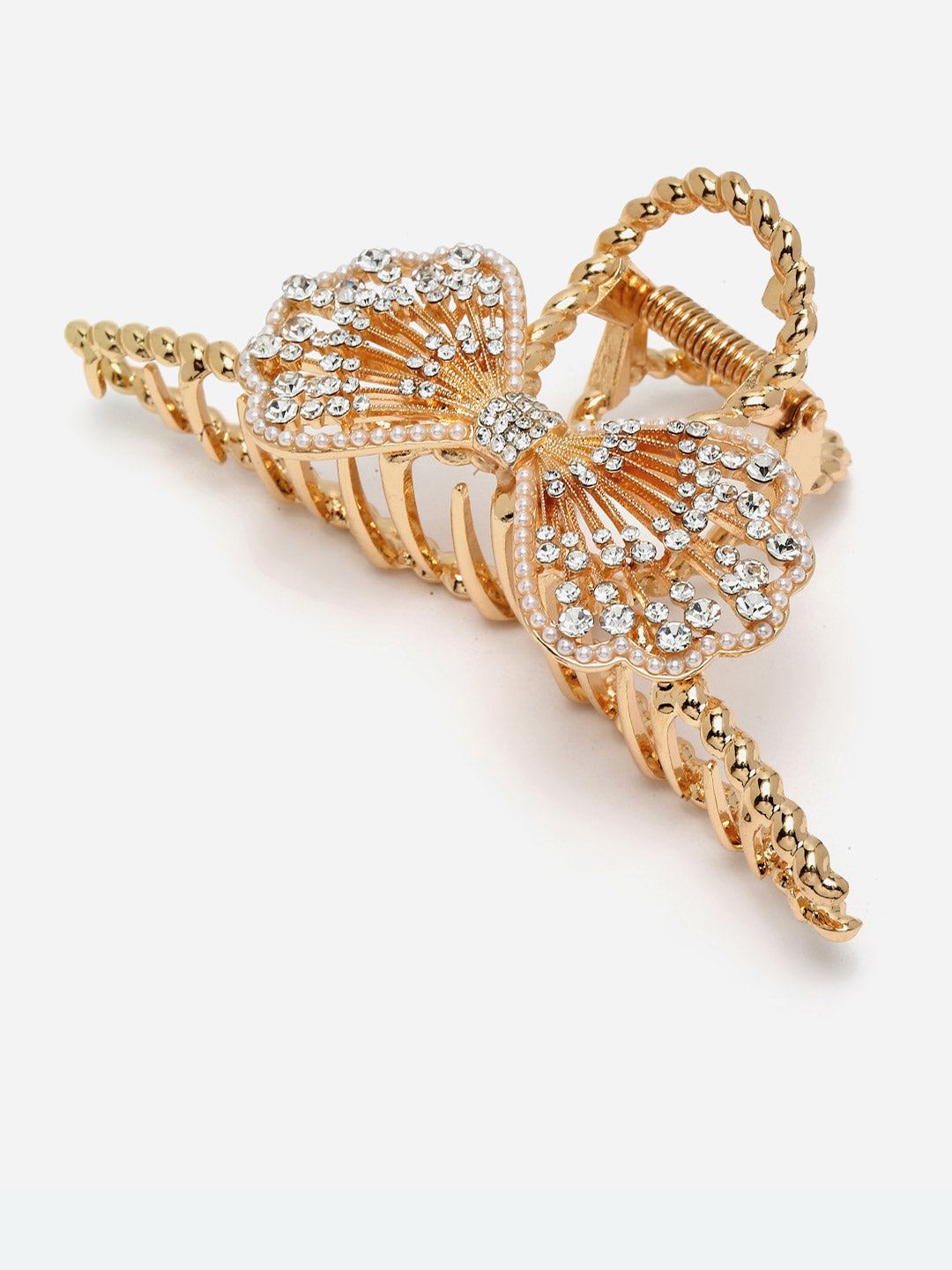 Panash Gold-Toned & White Embellished Claw Clip | Grocsy