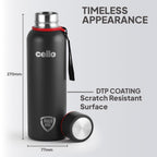 CELLO Duro Kent Insulated Stainless Steel Flask Water Bottle for Daily Use 900 ml, Black | Grocsy