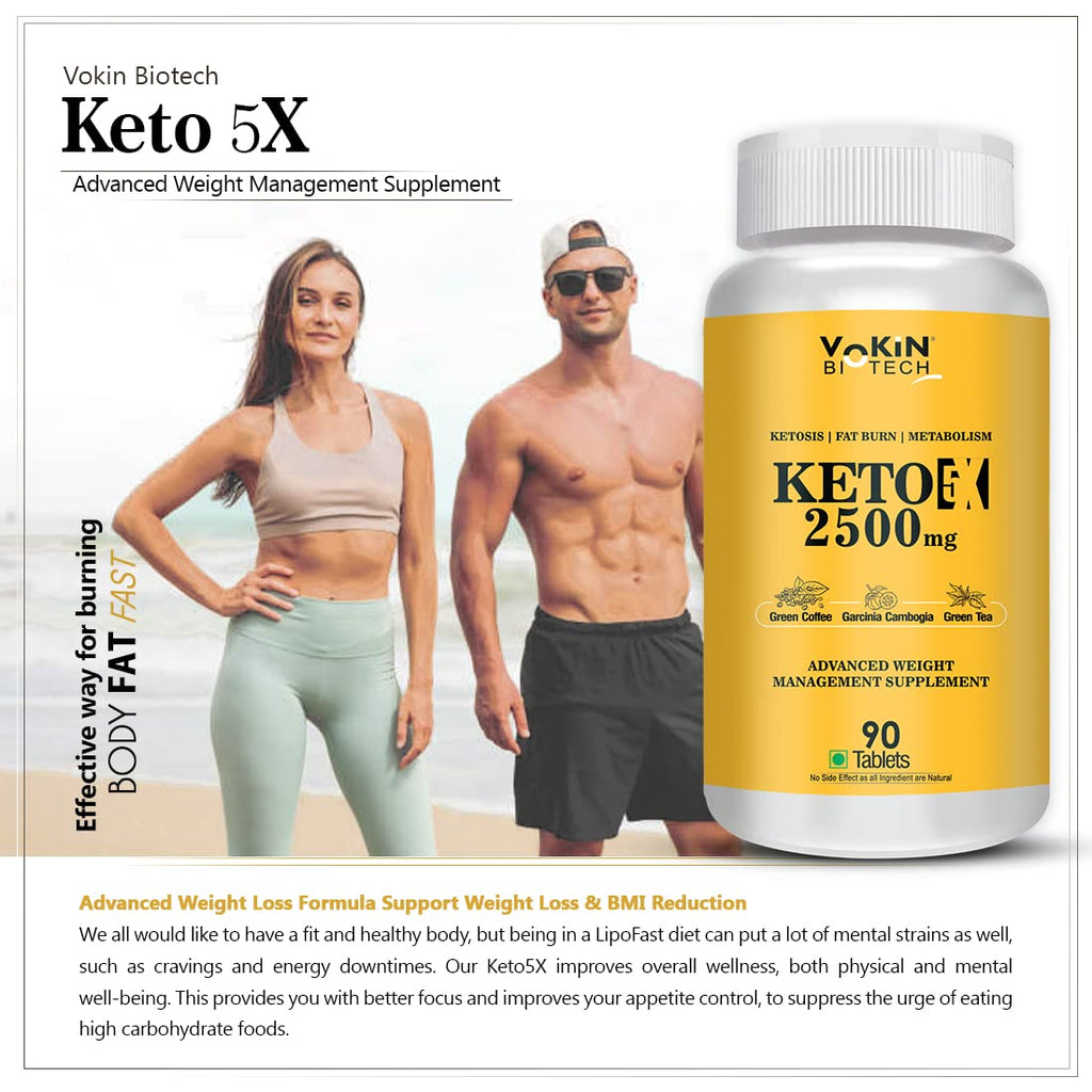 Vokin Biotech Keto 5X with Garcinia Cambogia Natural Weight Loss Supplement For Men and Women | Grocsy