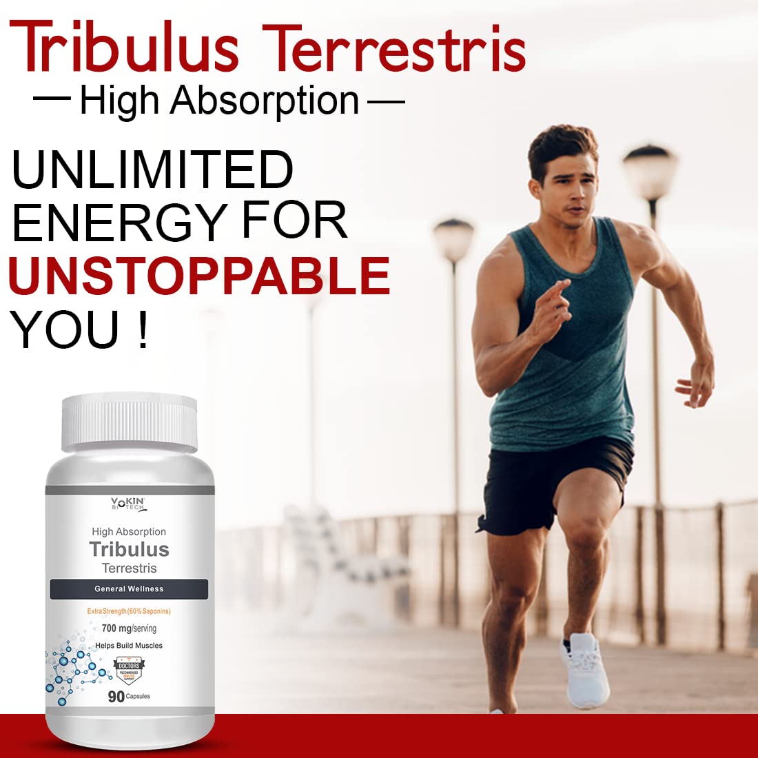 Vokin Biotech Tribulus Terrestris 700mg Energy, Performance & Stamina Veg Capsules | Grocsy