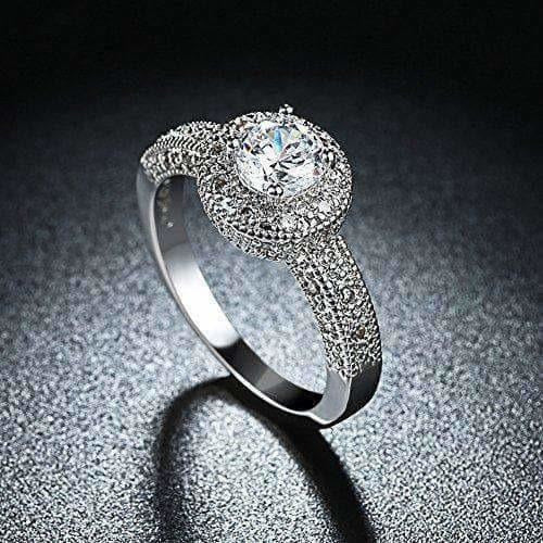Crystal Royal Queen Sterling Silver Plated Ring | Grocsy