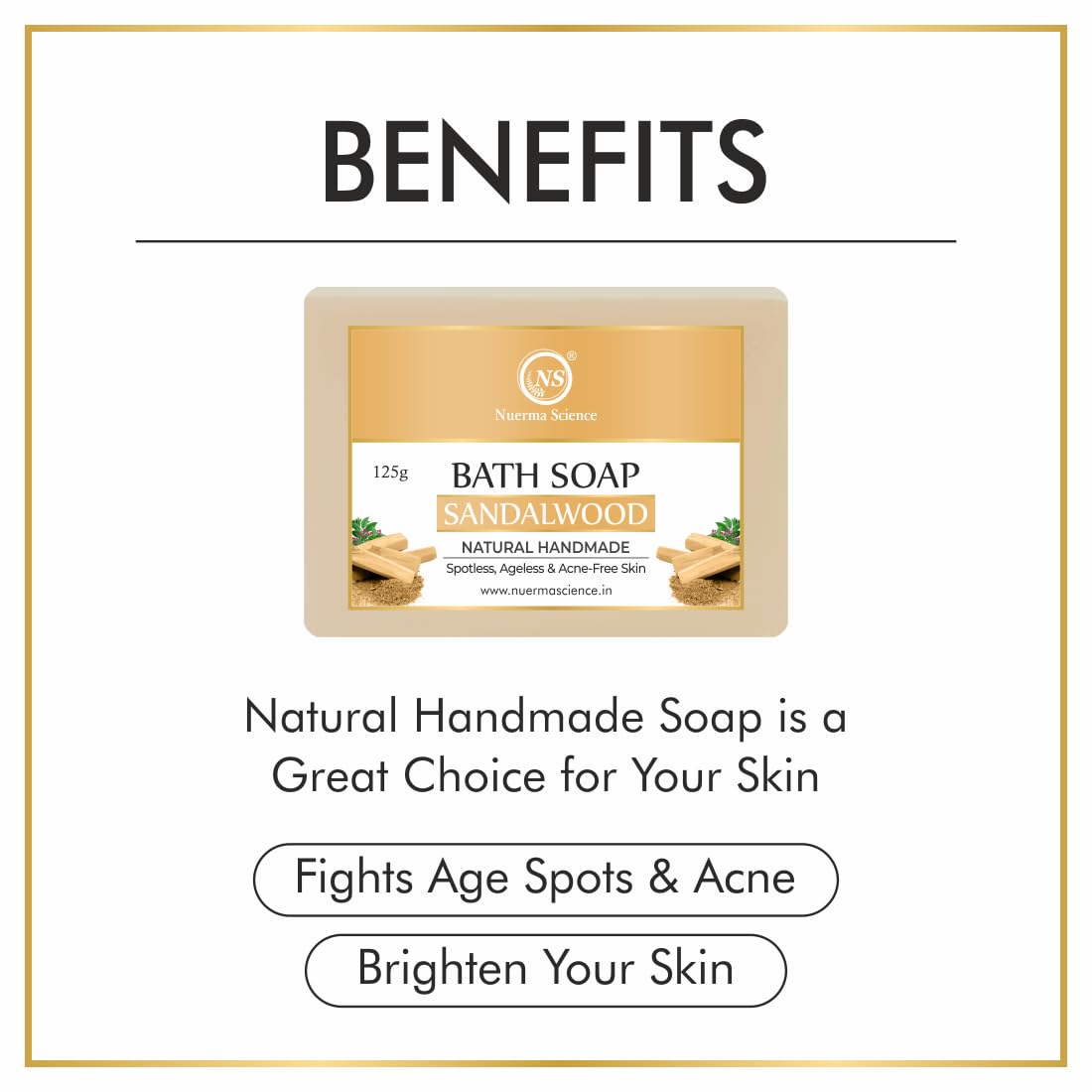 Nuerma Science Sandalwood Bath Soap | Spotless, Ageless & Acne-Free Skin | Grocsy