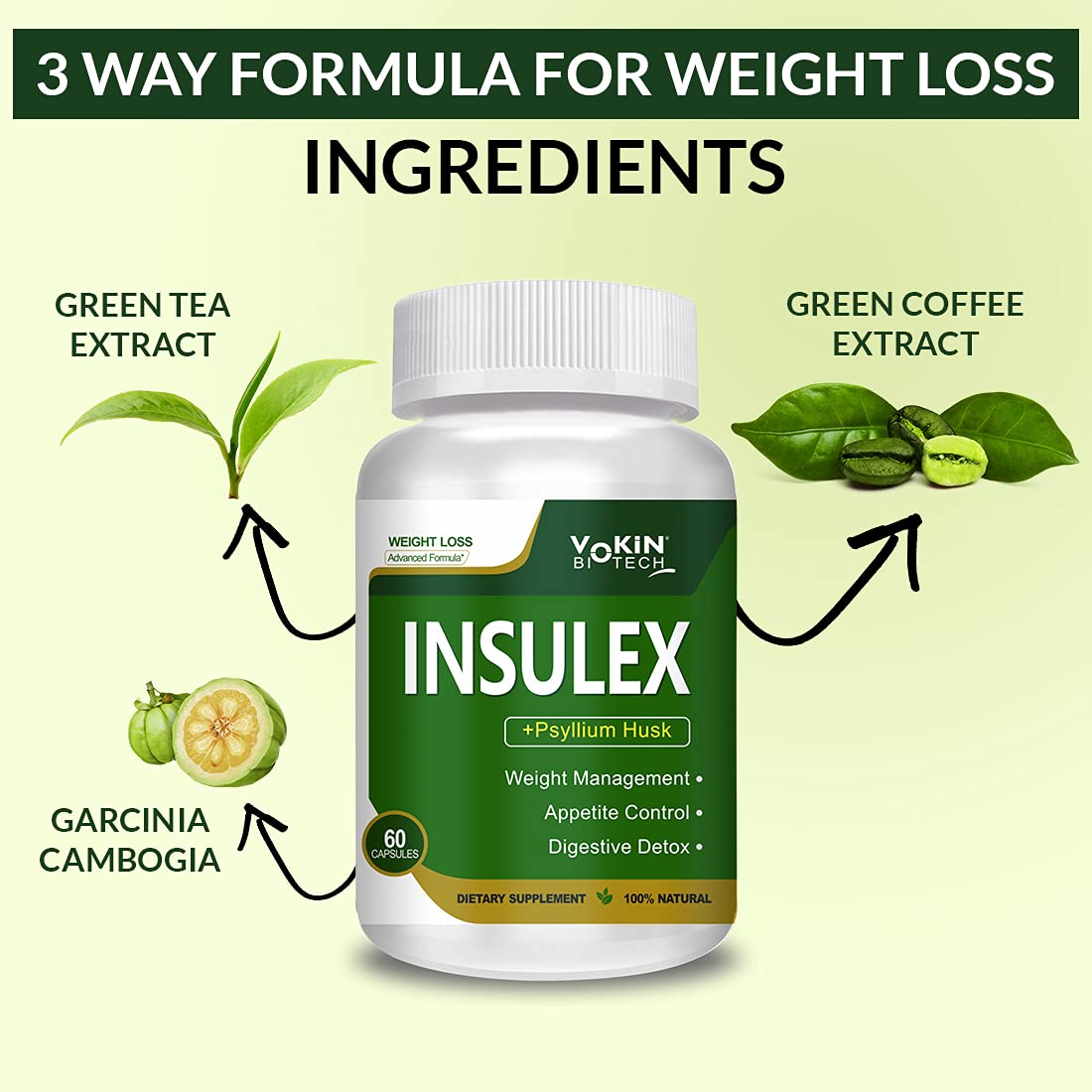 Vokin Biotech Insulex Weight Management | Appetite Control | Digestive Detox | Grocsy