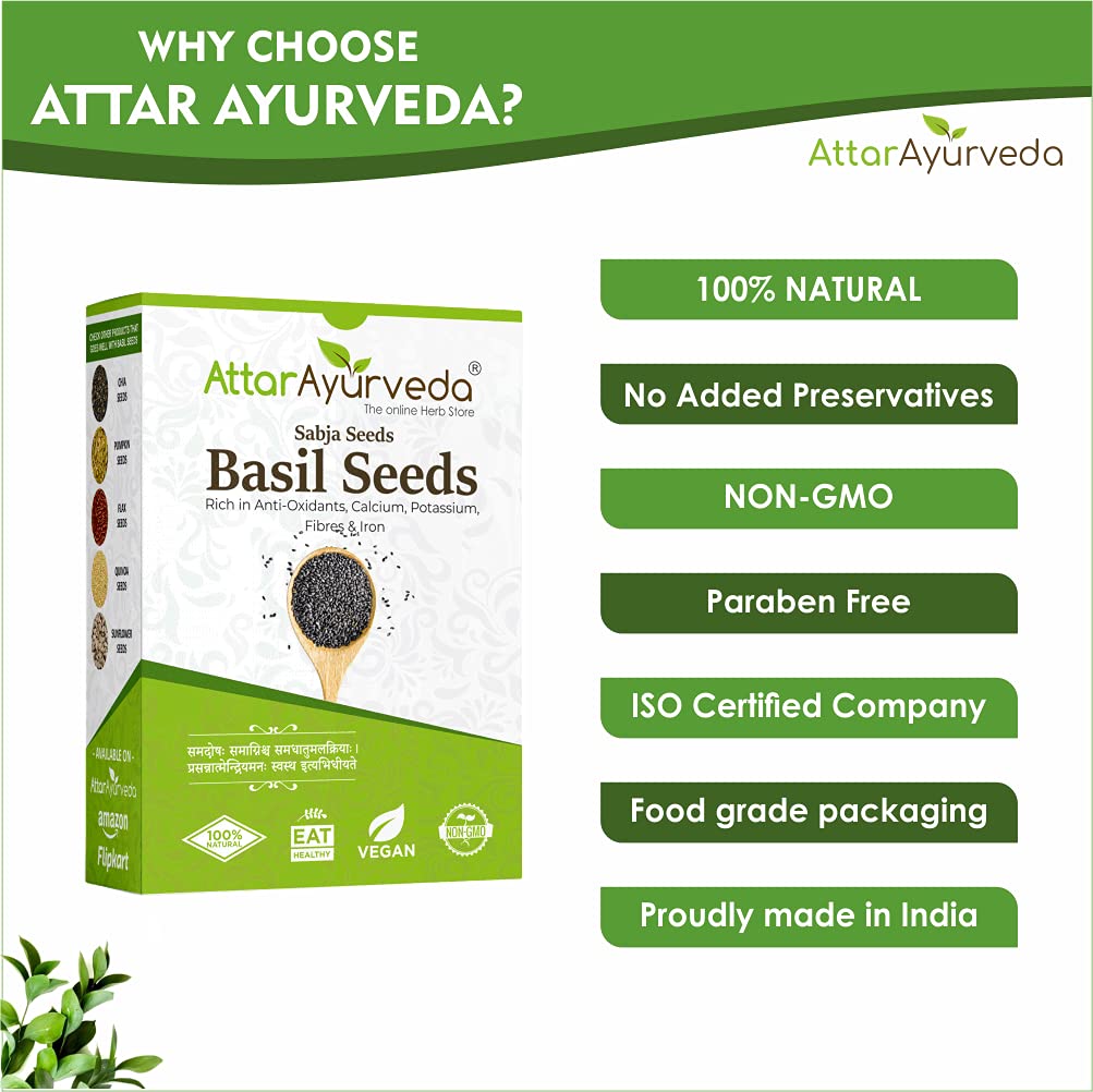 Attar Ayurveda Sabja Basil Seeds | Grocsy