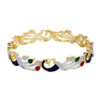 Gold-Polished Alloy Enamel Coated Ad Peacock Bangle Set - The Pari | Grocsy