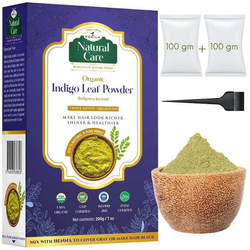 Kokila Indigo Powder 100% Naturals & Organic Hair Coloring, Protects Hair From Damage | Grocsy